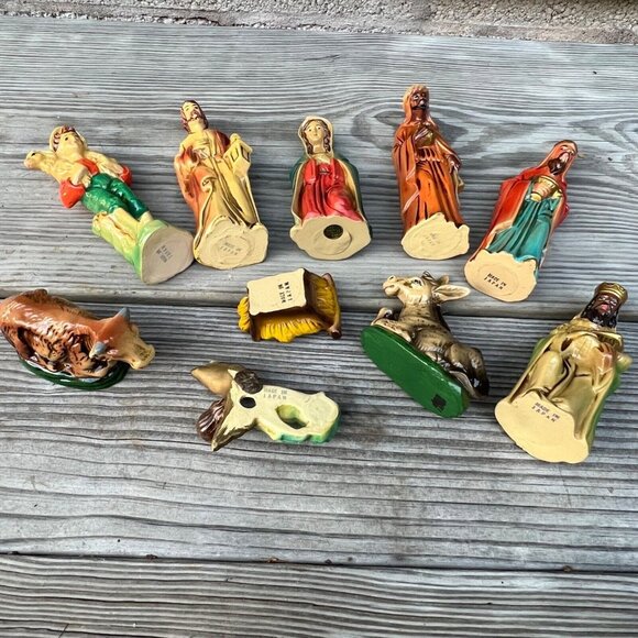 Vtg 1970s Sears - Japan Made - 10 Pc - Nativity Colorful 5" Figurines - Picture 6 of 10